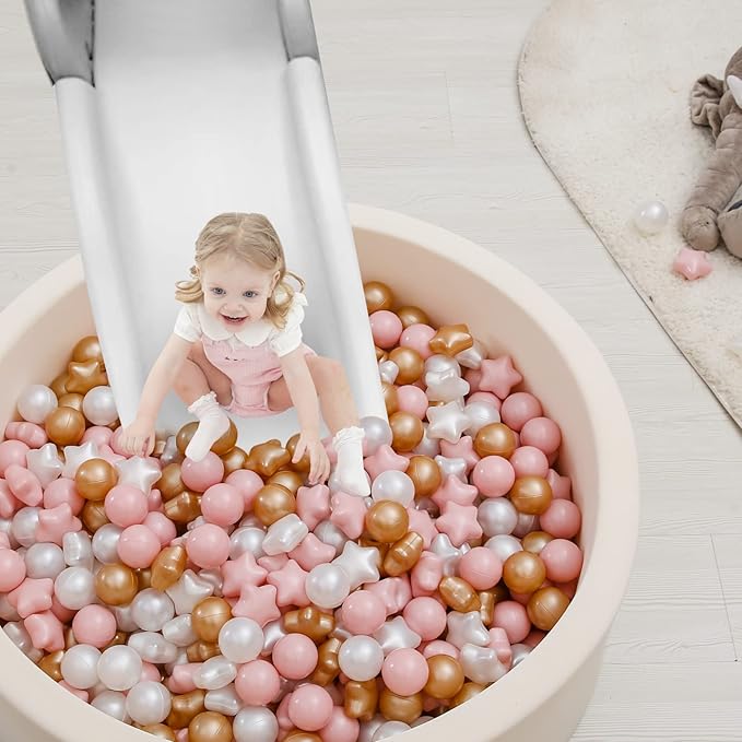 TRENDPLAY Star Ball Pit Balls for Toddlers -50 100 200 Count Star Balls Different Shapes, Non-Toxic Plastic Balls for Safe Play, Boys Girls Festival Party Decoration