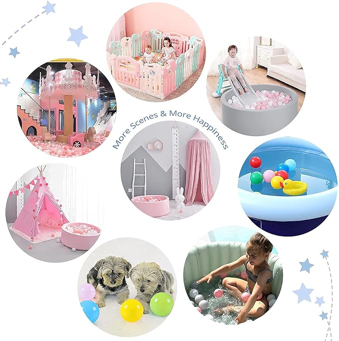 STARBOLO Ball Pit Balls for Toddlers Pack of 100 200 500 - BPA&Phthalate Free Non-Toxic Crush Proof Soft Plastic Balls for 1-5Years Old Toddlers Girl Kids Birthday Pool Playpen Tent Party