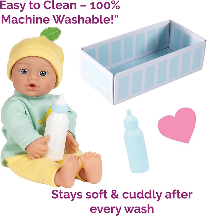Adora Sweet Baby - 11” Soft & Cuddly Baby Doll, Realistic Features, Gentle Scent, Machine Washable, Lightweight & Easy to Hold | Adorable Playmate (Banana)