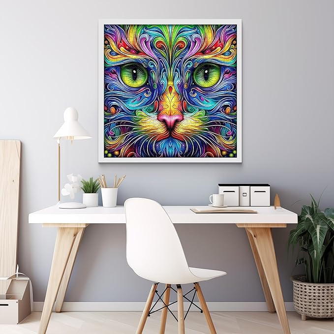 Cat Puzzles for Adults 1000 Pieces, Fantasy Animal Kitten Abstract Art Puzzle, Colorful Funny Cat Puzzle Kitty, Impossible Hard Challenge Jigsaw Puzzle for Adults