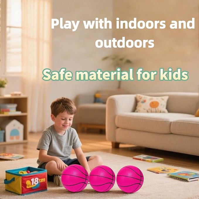 Mini Basketballs 3 Pack - 7inch Small Basketball Size 3 Set with Pump Needle - Ideal for Mini Hoop, Outdoor & Indoor Play - Kids Basketball Party Favors