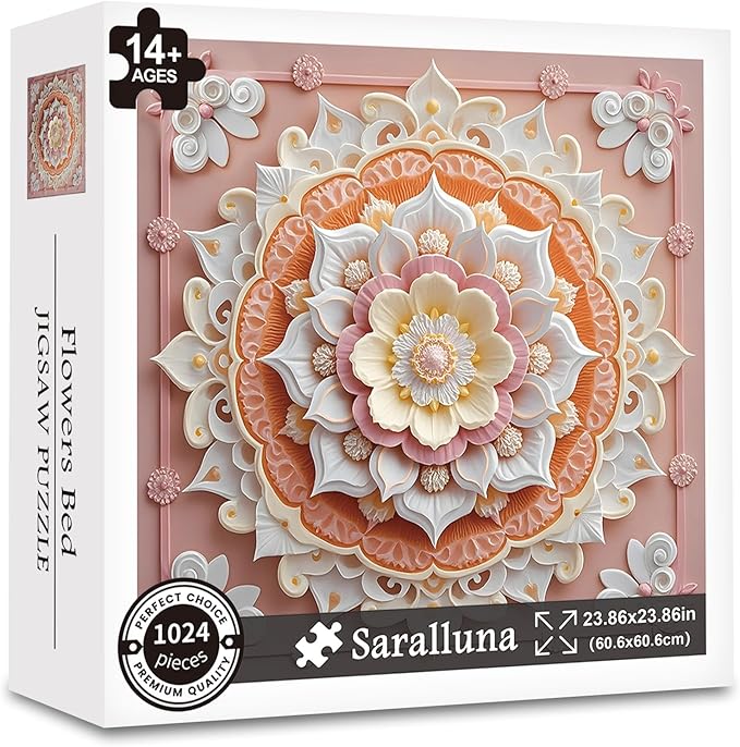Puzzle for Adults 1024 Pieces, Pastel Floral Mandala Puzzle, Challening Impossible Difficult Hard Fun 1024 Pieces Jigsaw Puzzles for Adults
