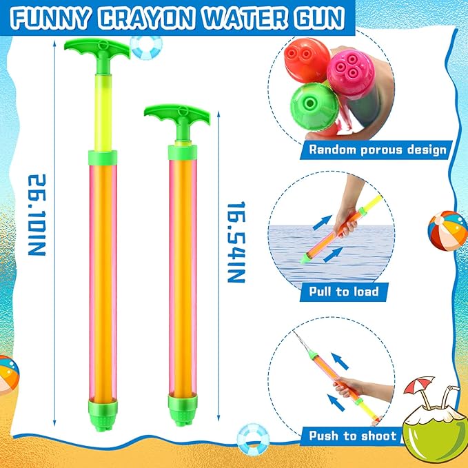 Tanlade 36 Pcs Beach Pool Party Favors Water Guns Bulk 4.72/6/12 Inches Inflatable Rainbow Beach Balls Water Squirters for Kids Summer Theme Party Favor Pool Toys(6)