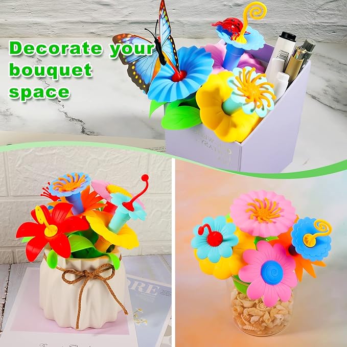 Birthday Toys Gifts for 2 3 4 5 6 Years Old Toddler Girls Boys, 156 PCS Insect Flower Garden Building Educational STEM Pretend Play Gardening Set,Easter Basket Stuffers Gifts for Preschool Kids Age 2+
