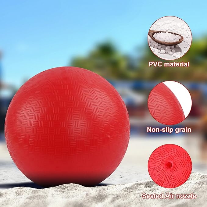 24Pcs Playground Balls 6 Inch Kick Ball Red Dodgeball Bouncy Inflatable Ball Playground Ball Bulk for All Groups,Dodgeball,Handball,Indoor/Outdoor Game, Picnic,Yoga