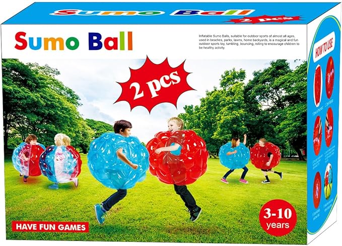 SUNSHINEMALL 2 Pack Inflatable Bumper Balls for Kids & Adults Giant Sumo Balls Bounce Body Bumpers Buddy Zorb Ball Outdoor Toys Gifts Yard Human Bubble Ball Hamster Ball