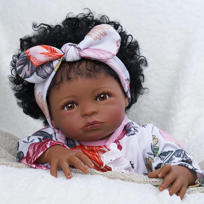 BABESIDE 2 Pcs Reborn Baby Doll Clothes with Headband for 17-22 Inch Babydolls, Floral Patterns Reborn Baby Doll Accessories for Realistic Dolls Girls, Pink