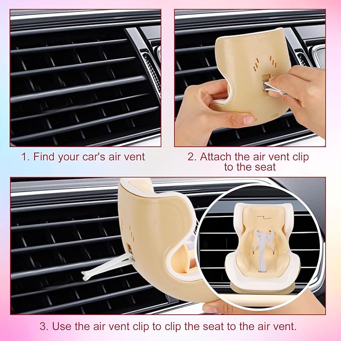 Doll Car Seat for 17cm/6.69in Dolls with Air Vent Clip & Desktop Stand, Cute Stylish Car Ornament Decorative Desktop Display Accessory for Anime & Toy Collectors