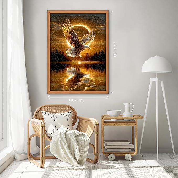 Solar Eagle Puzzles for Adults 1000 Pieces, Nature Forest Sunset Scenery Puzzles, Bald Eagle Bird Jigsaw Puzzles, Beautiful Animal Puzzles as Home Decor
