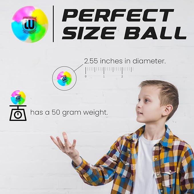 Winnwell Sports Street Hockey Balls - Indoor & Outdoor Balls with Storage Bag - Ideal for Road & Street Hockey Games 65mm & 50 Gram Weight