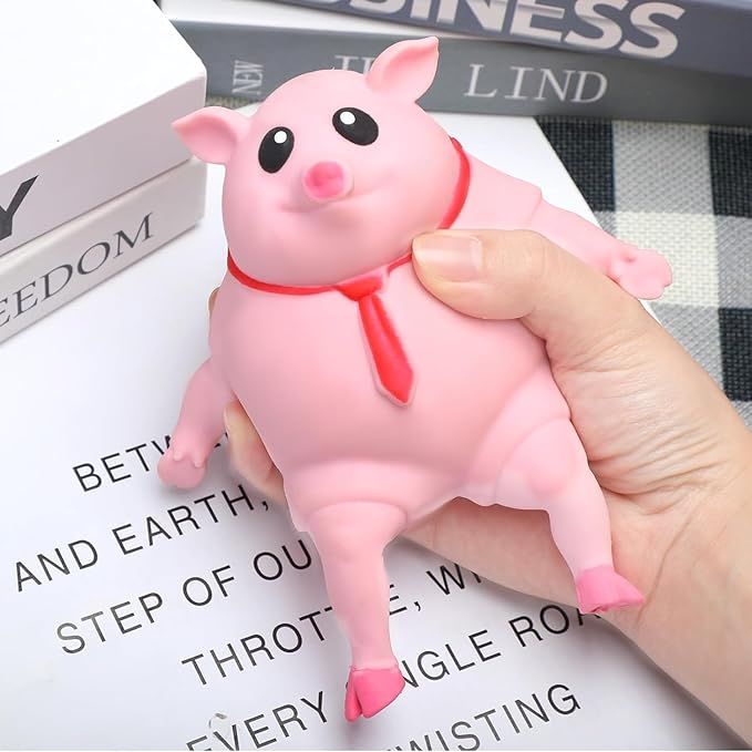 Stretchy Glue-Sand Filled Rubber Pig , Latex Piglet Soft Decompression Doll Toy,Squishy Pig Toy, Animal High-Elastic Stretchable, Decompression Toy for Adults and Children (Pig-S)
