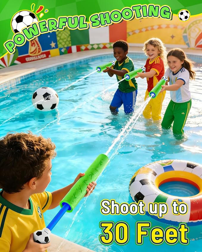 Foam Water Blaster Squirt Guns for Kids: Water Squirter Shooters for Kids Ages 4-12 with Football Design, Water Soaker Bulk for Summer Pool Toy Swimming Beach Backyard Outdoor Party Favors