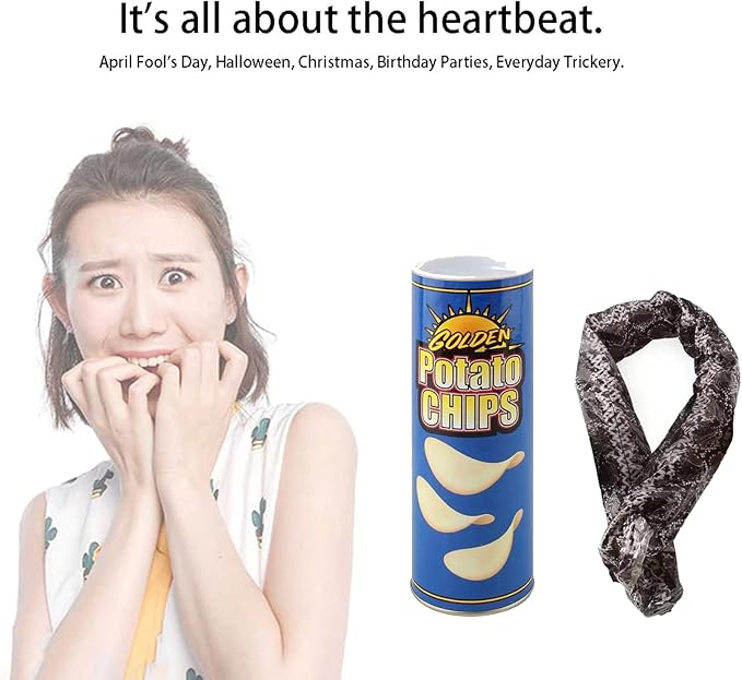 The Potato Chip Snake Can Jump Spring Snake Toy Gift April Fool Day Halloween Christmas time Party Decoration Jokes in A Can Gag Gift Prank Blue (Color)
