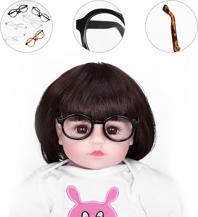 TOYANDONA Doll Glasses for 18 inch Doll Accessories, 6 Colors Round Mini Eyeglasses Dress Up Glasses with Clear Lens for Crafts Pets Creating Different Character Looks
