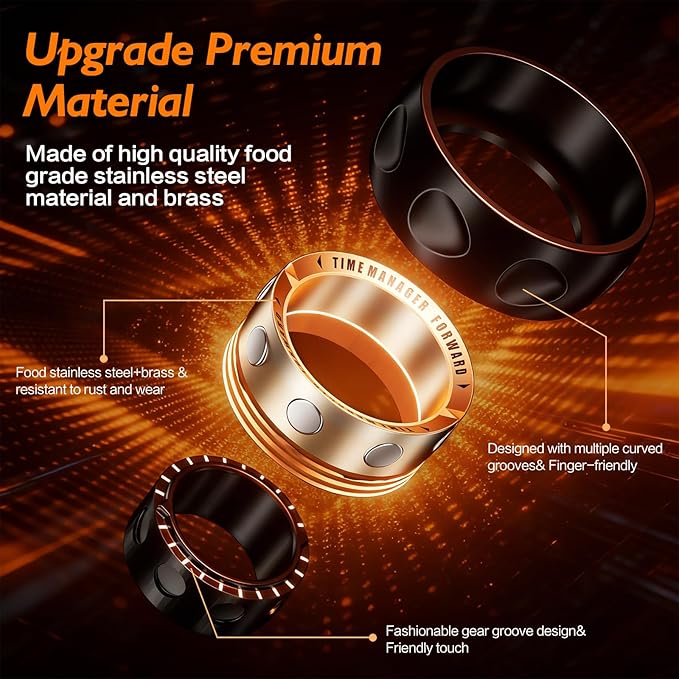 Upgraded Fidget Spinner for Stress Relief Magnetic Fidget Ring Toy with Mechanical Sound Sensory Stress Toys Anxiety EDC Relief Slider Tool Figette for Adults & Teens,Kids,Black