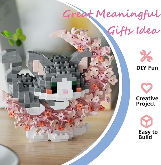 2 in 1 Micro Cat Building Block Set Animals for Adults, 2 Packs Cat Building Toy, Mini Goodie Bags Stuffers, Classroom Prizes, Animal Party Favor Toy