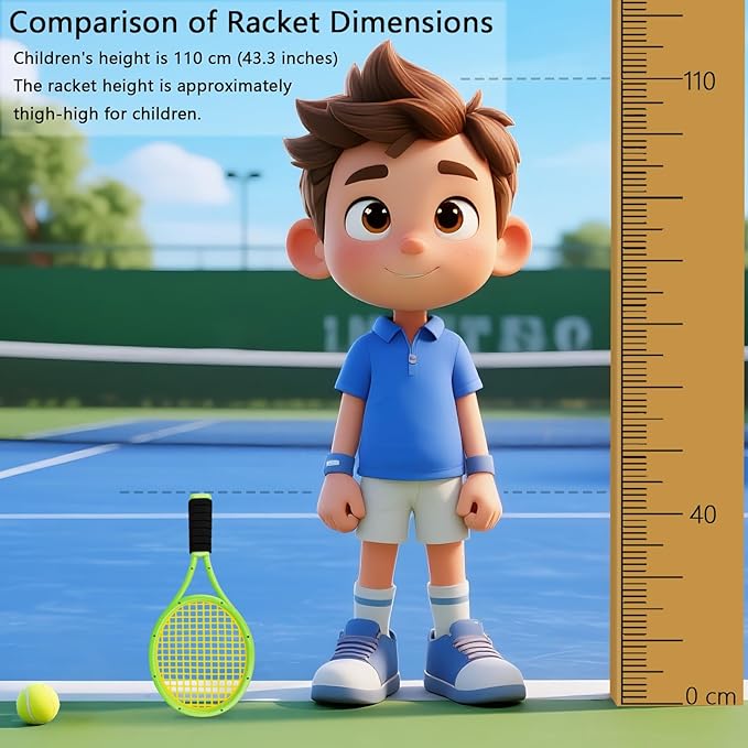 Kids Tennis Racket,17 Inch Plastic Tennis Racket with 2 Soft Balls,2 Tennis Balls and 4 Shuttlecocks for Kid,Toddler Outdoor/Indoor Sport Play