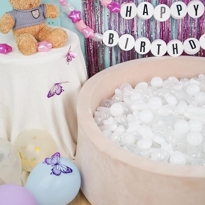 STARBOLO Ball Pit Balls for Baby and Toddler, 150 200 Pack White Mixed Shaped Balls Phthalate Free BPA Free Crush Proof Plastic Pit Balls Play Toys for Kids Ball Pit, Pool,Play Tent,Party