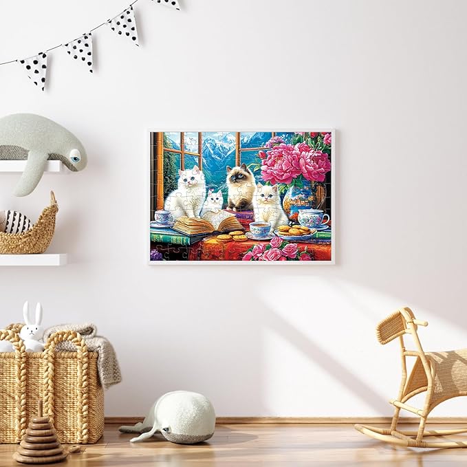 100 Piece Puzzles - Cute Ragdoll Cats Puzzles for Kids Ages 4-6 6-8 8-10, Large Piece Puzzle for Seniors for Elderly Activity for Adults Kids Puzzle Ages 5-8 Great Gift for Boys Girls