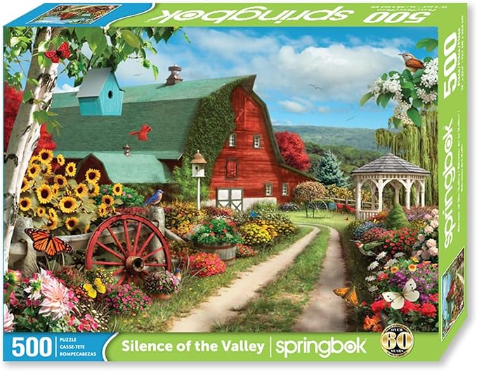 Springbok Silence of The Valley 500 Piece Jigsaw Puzzle for Adults - Farm Illustration - Unique Cut Pieces - Made in USA