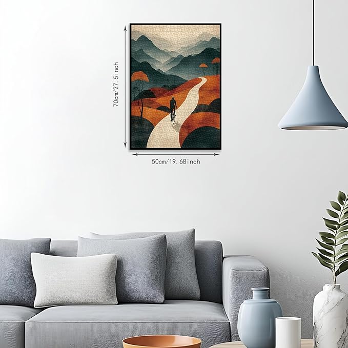 Puzzles for Adults 1000 Piece Jigsaw Puzzles with Letters on Back Warm Earthy Tone Cycling Artwork for Minimalist & Boho Home Decor 27.56 x 19.7 inches