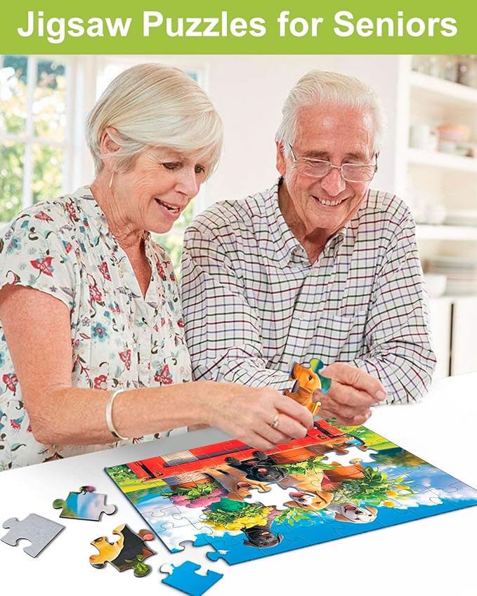 Yigney 6 Pack 48 Large Piece Jigsaw for Seniors Alzheimer Products for Elderly Dementia Activities Memory for Patients in Nursing Home with Storage Box