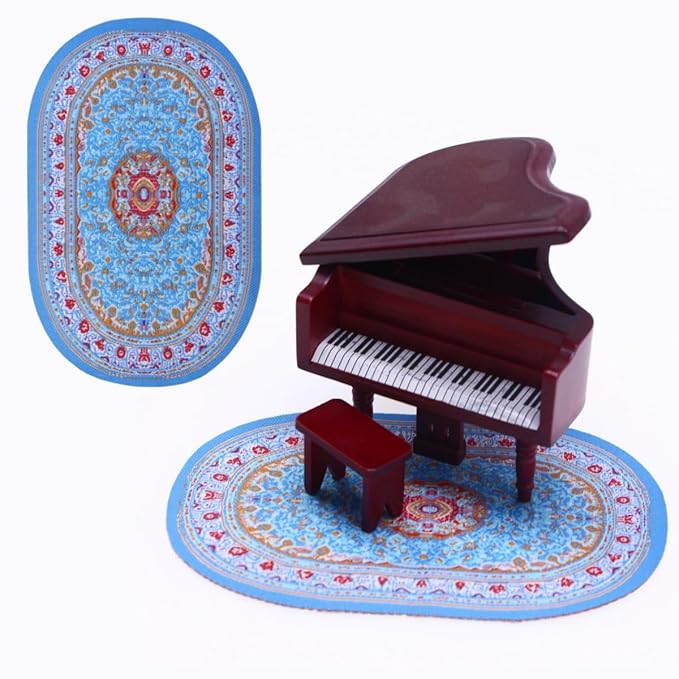 4pcs Dollhouse Rug Sets,1/12 Miniature Accessories Kits for Dollhouse and Decorations,Which Including 4 Colors Welcome Floor Blanket Carpet for Furniture Indoors