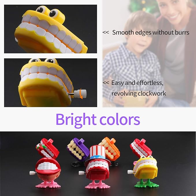 ZhongRuiYongQiang 7PCS Chattering Teeth Wind Up Toy Walking Teeth, Gags Practical Joke Toys Funny Small Feet Novelty and Gag Gifts