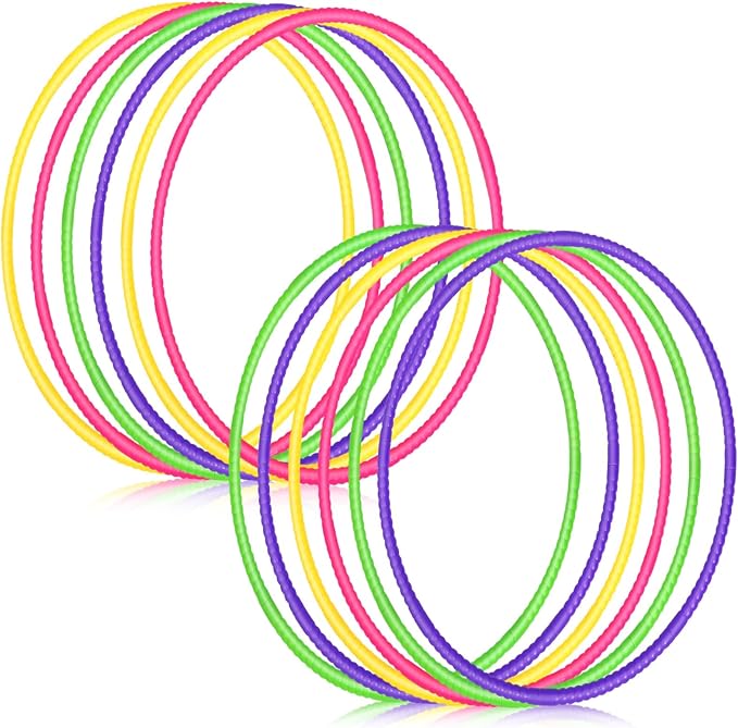 Sratte 12 Pcs Toy Hoop for Kid Detachable Adjustable Toy Hoop Colored Hoop Exercise Ring Plastic Circle for Kid Teen Gymnastics Dog Agility Equipment, Require Self Assembly(Simple Colors, 32 Inch)