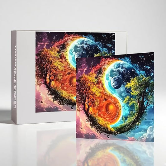 1024 Piece Yin Yang Tree Jigsaw Puzzle for Adults, Nature Earth Puzzles for Adults 1000 Pieces, Challenging Puzzle for Friends Family Activity Game Nights, Finished Size 19.7" x 19.7"