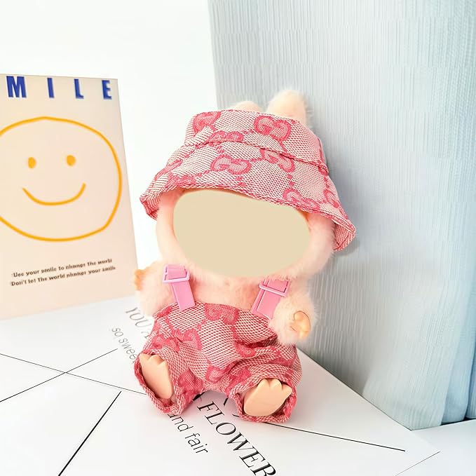17cm Doll Clothes Set Pink 2-Piece Handcrafted Crochet Doll Clothes - Compatible with 5.91-6.7inch (15-17cm) Dolls Accessories Only, Cute Clothes for Dress up Unique Style (Pink)