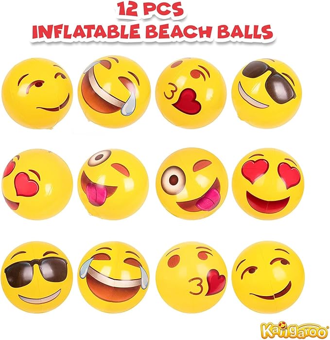 Kangaroo 12 Pack Inflatable Beach Balls for Kids & Adults – 12” Colorful Pool Fun Party Favors, Bulk Beach Toys for Swimming Games, Luau, Birthday, Summer Pool Party Decorations Supplies