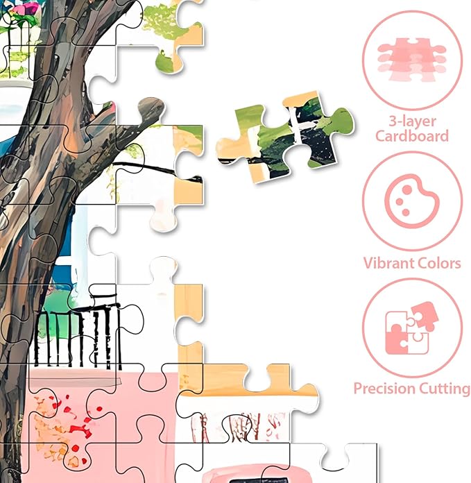 500 Piece Puzzles for Adults,Pink Garden Jigsaw Puzzle for Adults Seniors, Recycled Cardboard Puzzle 500 Piece, Challenging Game Birthday Party Activity Gift for Family Friends 20.5 * 15 inch