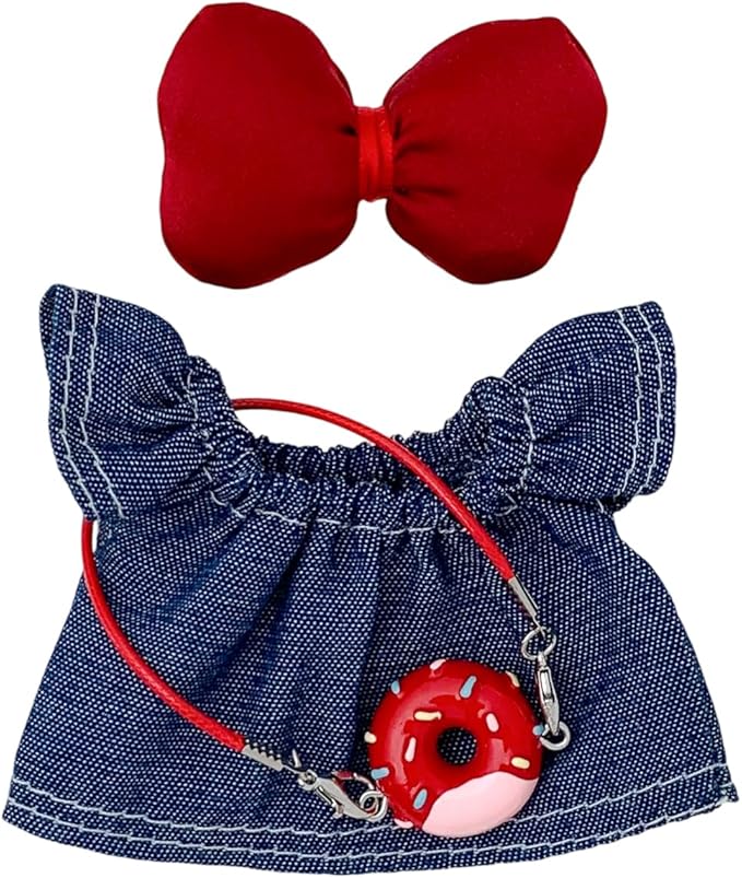 17 cm Doll Clothes 4 Sets - 6.7 Inches Cute Dolls Dress Outfits - Premium Fashion Accessories，Luxury Chic Doll Clothing & Style Bundle 3Pcs Set（Cute Doll Dress+Bow+Bag），Gifts for Lovers（No Dolls）