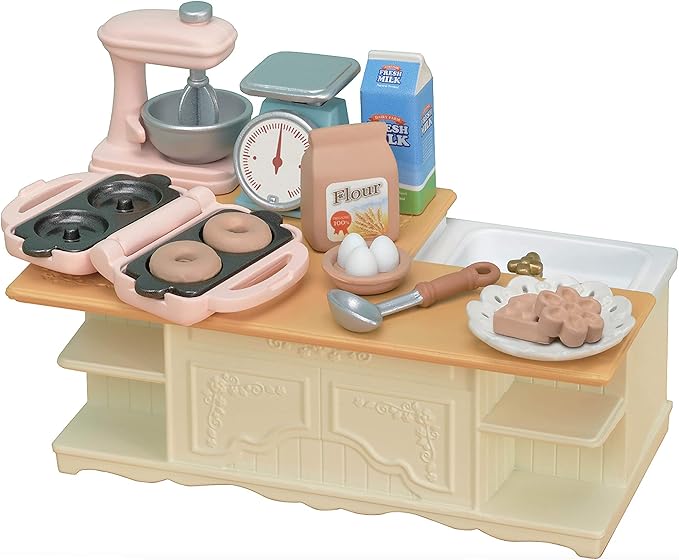 Calico Critters Kitchen Island - Toy Dollhouse Furniture and Accesories Set - Enhance Your Dollhouse with a Functional and Interactive Cooking Center