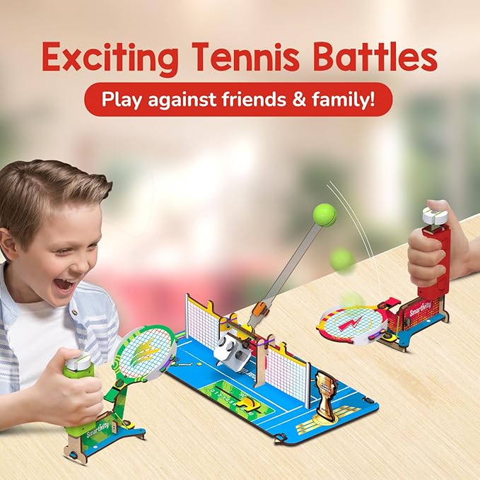 Smartivity DIY Tabletop Tennis - Pickleball Game for Kids 6 to 12, 2 Player STEM Toy with Mechanical Rackets & Scoreboard, Christmas, Birthday Gift for Boys & Girls Age 6, 7, 8, 9, 10, 11, 12 Years