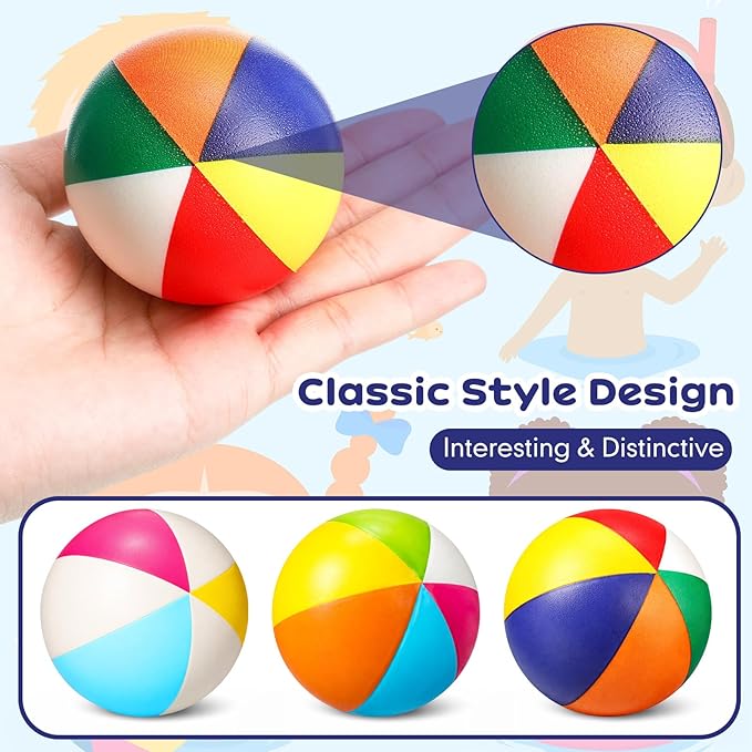 Jerify 48pcs Mini Beach Stress Balls 2.5 Inch PU Foam Relief Stress Squeeze Ball Beach Party Favors Small Summer Pool Relief Toys for Kids Birthday Hawaiian Luau Party Pool Water Games(Bright Color)