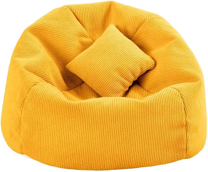 Doll Car Seat Compatible with Labubu, Handmade Bean Bag Chair for 5.9-6.7 inch Doll, Anti-Slip Bottom, Cute Doll Accessories for Display, Fans&Collectors Gifts, Durable Corduroy Fabric (Yellow)