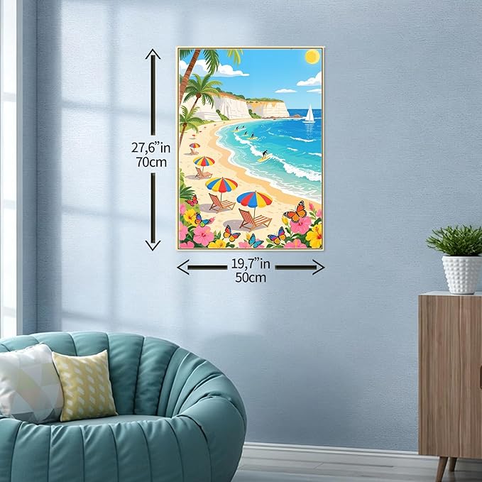 Beach 1000 Piece Jigsaw Puzzle for Adults, Coast Surfing Scenery Puzzle, 27.55 x 19.68 inches Ocean Sailboat Jigsaw for Family Game Night Home Decor