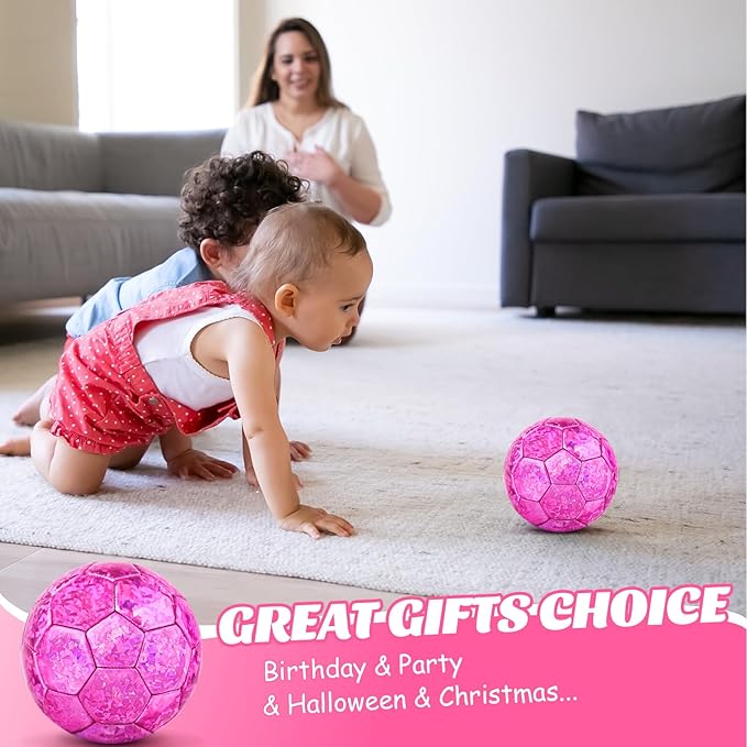 DLUGOPIS Sparkling Pink Toddler Soccer Ball - Mini, Age 3-8, Indoor/Outdoor, Small Size for Boys & Girls (Sparkling Pink, 1)