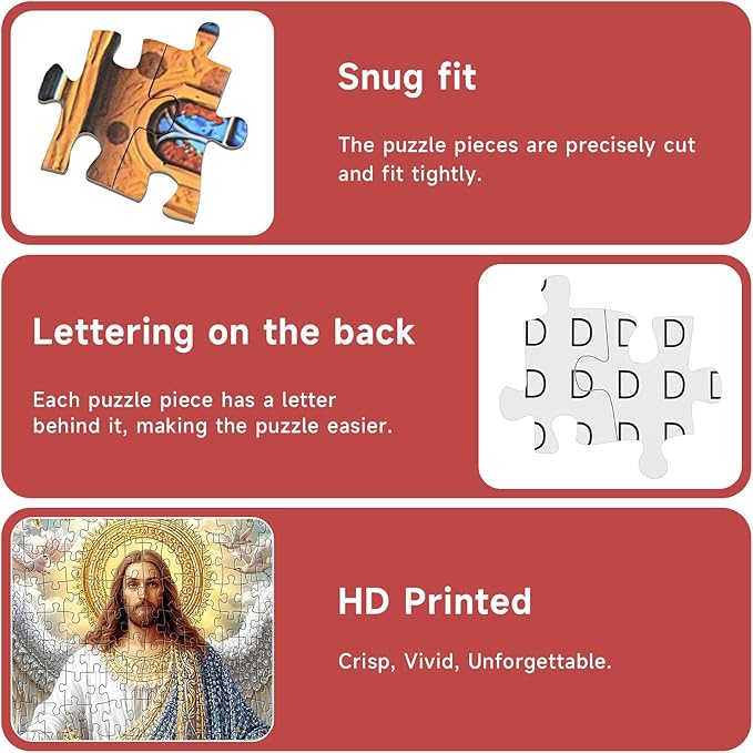 Divine Angel Jesus 1000 Piece Jigsaw Puzzle for Adults - Inspirational Christian Scene with Wings & Flowers, Poster & Lettered Back, 22.8" Square HD Quality, Unique Gift for Believers