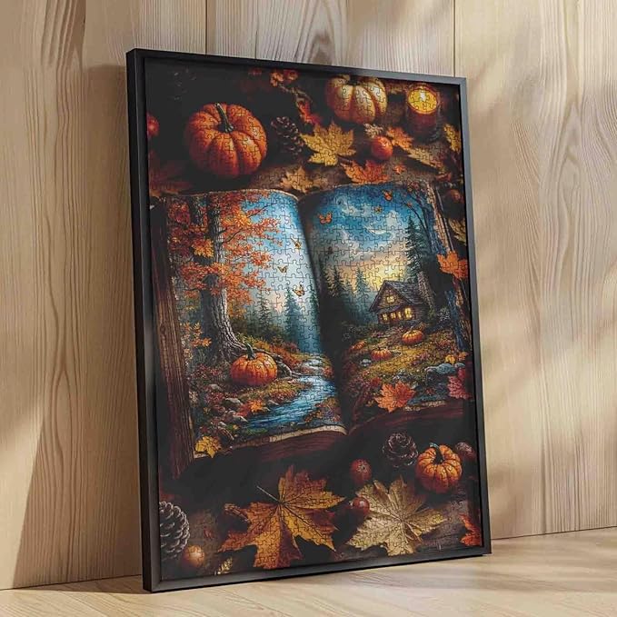 Thanksgiving Jigsaw Puzzle 1000 Pieces Books Theme Puzzles Autumn Fall Puzzle Puzzle Adults Home Decor Gifts Birthday Party Toy for Men Women Living Room Wall Decoration 19.7 x 27.6 in
