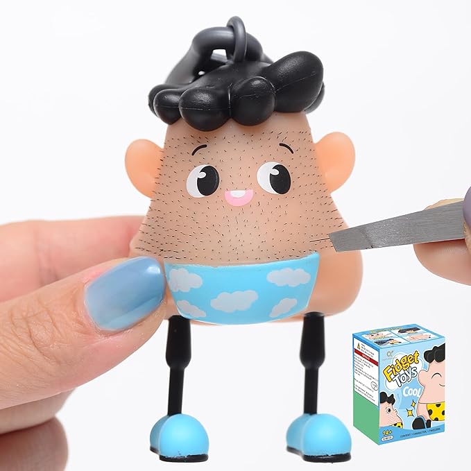 Sky 14+ Ages Hair Pulling Fidget Toys for Anxiety Relief -Plucking Toy for Pickers,Trichotillomania & OCD,Stress Relief Keychain with Tweezers - Gag Gift Stress Relief & Anxiety in Adults