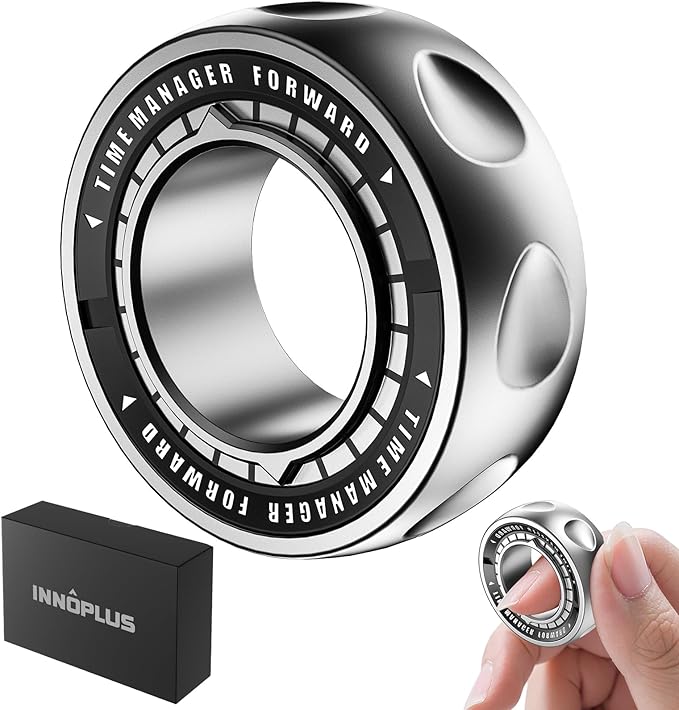 Upgraded Fidget Spinner for Stress Relief Magnetic Fidget Ring Toy with Mechanical Sound Sensory Stress Toys Anxiety EDC Relief Slider Tool Figette for Adults & Teens,Kids,Grey