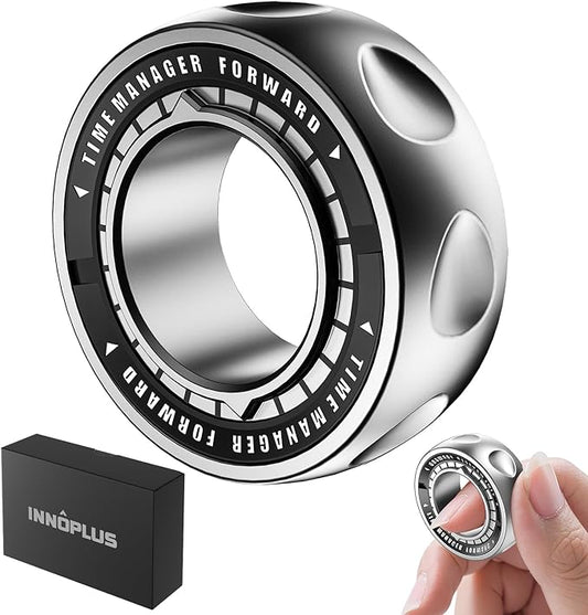 Upgraded Fidget Spinner for Stress Relief Magnetic Fidget Ring Toy with Mechanical Sound Sensory Stress Toys Anxiety EDC Relief Slider Tool Figette for Adults & Teens,Kids,Grey