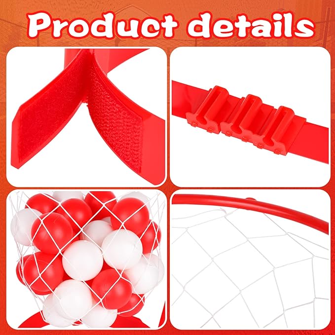 Hooqict 3 Pack Head Hoop Basketball Party Game for Kids and Adults Carnival Games Adjustable Basket Net Headband with 40 Balls for Birthday Party Basket Head Game Family Indoor Outdoor Fun Activities