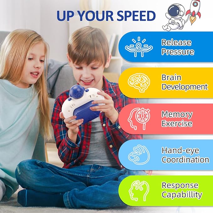 Blackma Pop Game Light Up Fidget Toys for Kids, Handheld Puzzle Game Sensory Toys for 5-7 8-12, Christmas Birthday Gifts for 3-12 Year Old Boys Girls (Astronaut)