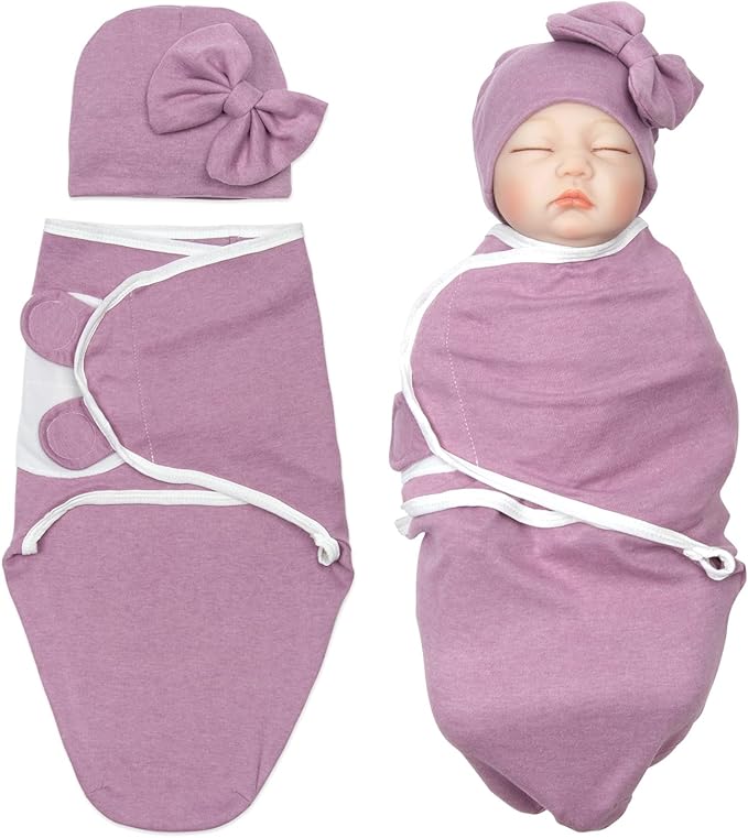 Reborn Baby Doll Clothes 22 inch Girl Outfit for 17''-22'' Baby Doll Newborn Girl Pink Swaddle Hat (Purple)