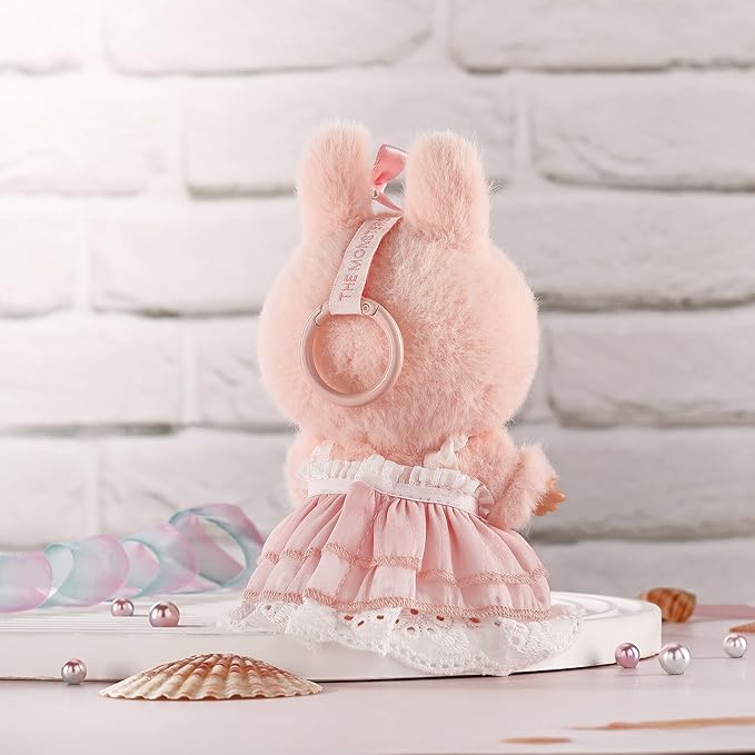 Doll Clothes for Labubu 17cm Have a Seat & Exciting Macaron & Big into Energy Series Dolls, Adorable Chic Dress Set for 17cm Dolls Accessories (Pink Skirt + Hairband)