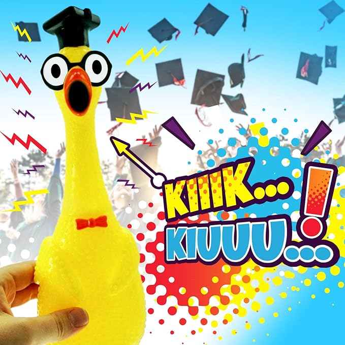 JA-RU Jumbo Screaming Chicken Toy (1 Pack) Squishy Chicken Toys for Kids | Funny Noise Maker Prank & Gag Gifts | Sensory Stress Relief Rubber Chicken Dog Toy. 1704-1p